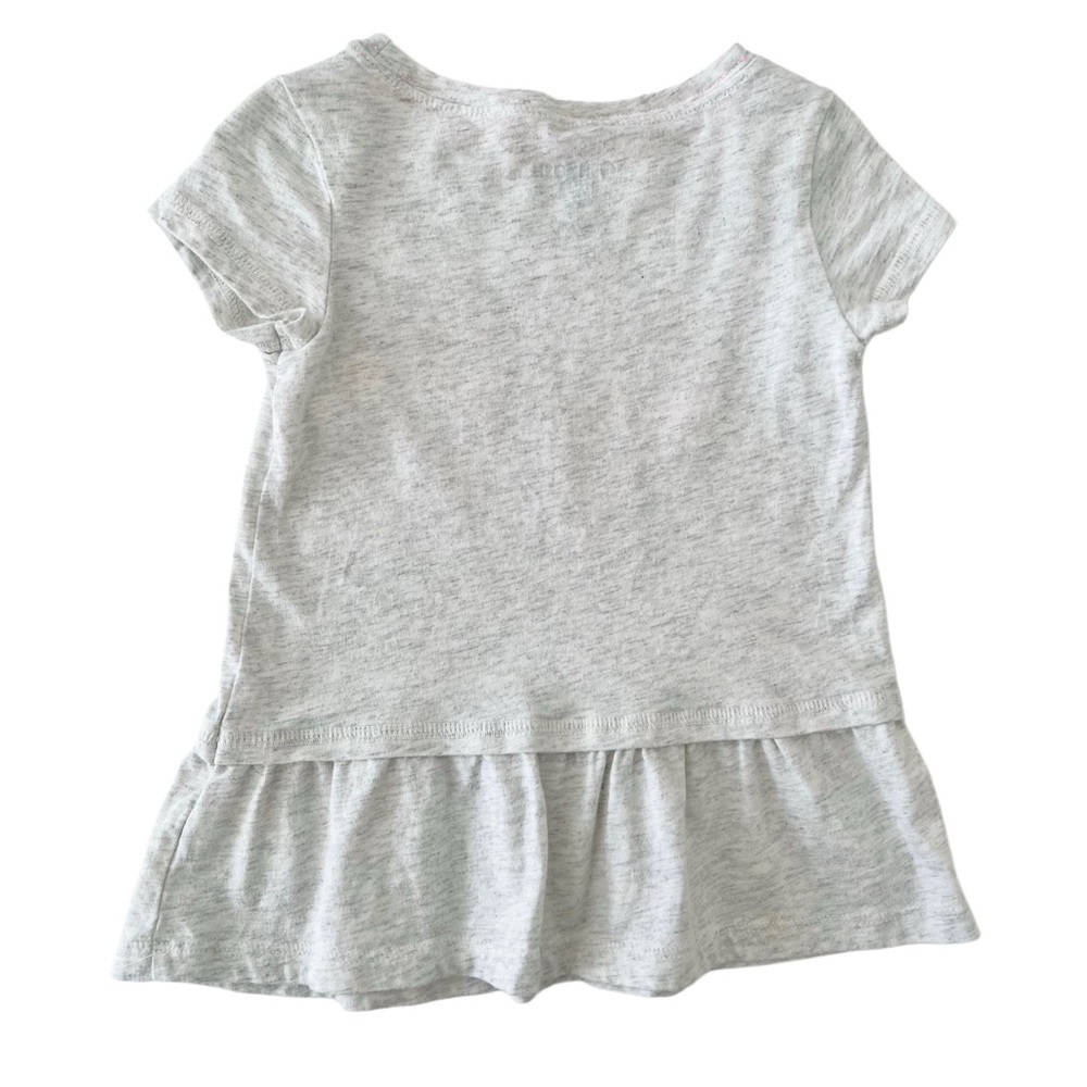 OshKosh B'gosh Gray w/Pink Floral Butterfly & Ruffle Hem, Graphic Tee | Girl 2T - Picture 2 of 5